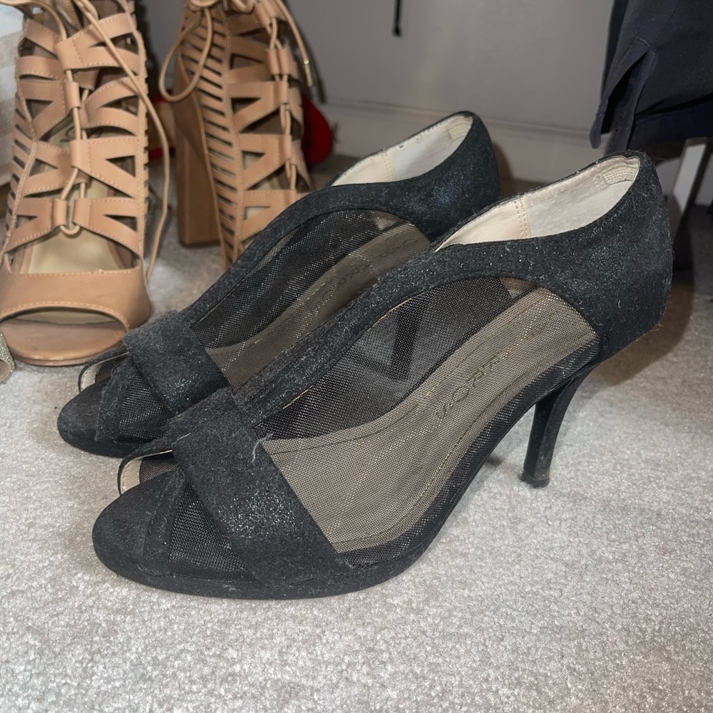 Black Mesh Heels